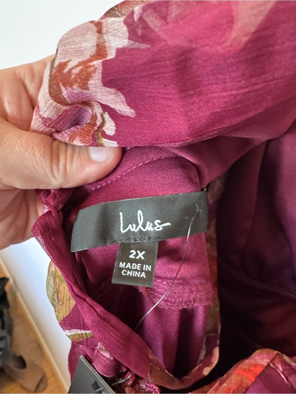 Lulu's Plum Floral Maxi Dress with Ruffle Sleeves - Picture 3 of 3
